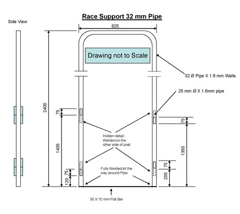 Race Support 32 mm Pipe(Curved Top)